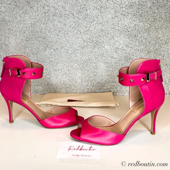 Valentino Garavani Shoes - Valentino Pink  Rockstud peep-toe ankle strap Pump